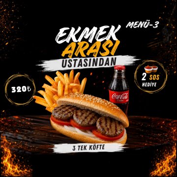 3 Tek Ekmek Arası Menü