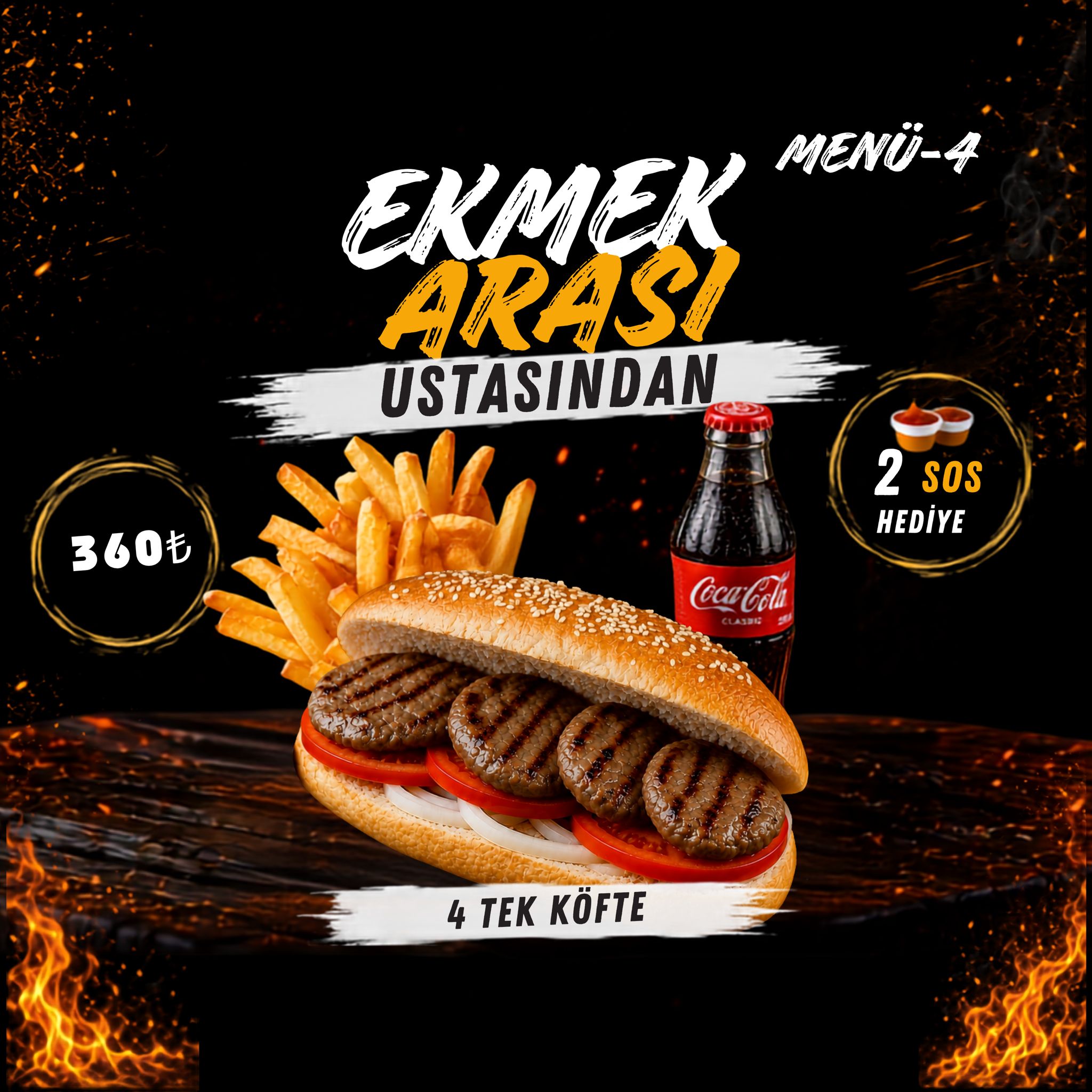 4 Tek Ekmek Arası Menü